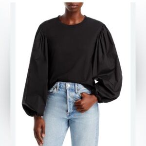 Olivia and Grace cotton blend. NWT Black T-shirt, balloon cotton sleeves.